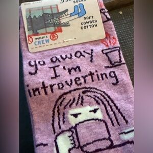 Blue Q Purple Introverting Crew Socks women’s size 5-10